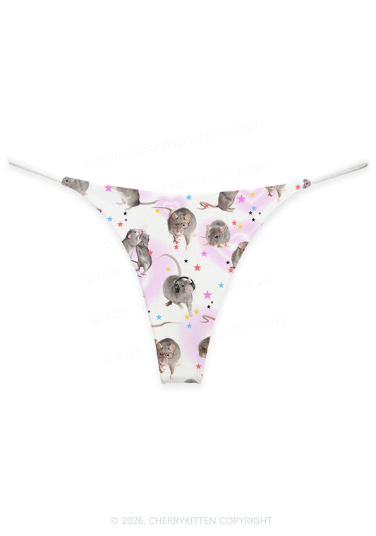 Cute Rats Y2K Print Bikini String Thong Cherrykitten