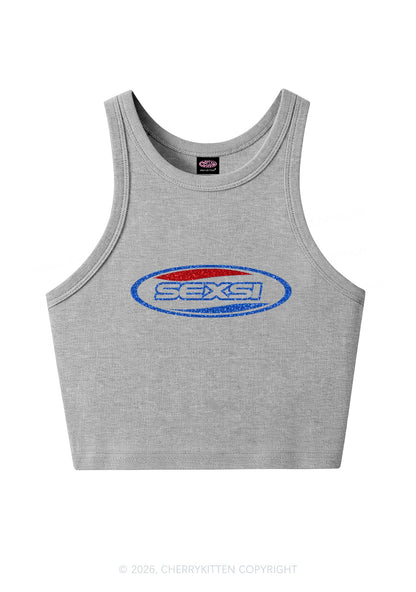 Glitter Sexsi Slogan Y2K Crop Tank Top Cherrykitten