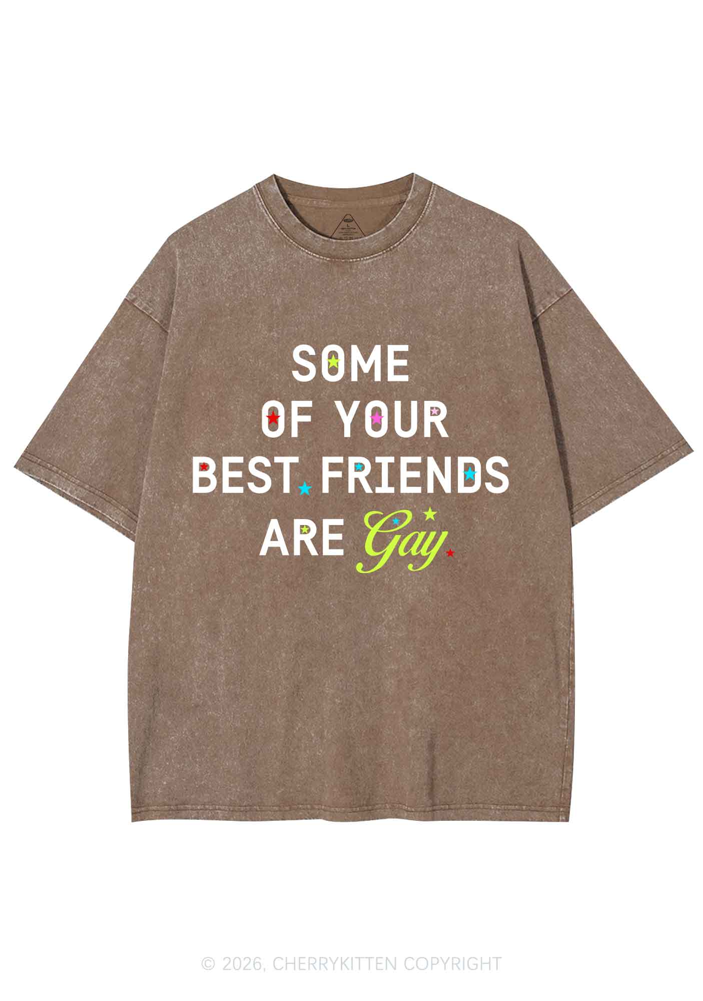 Your Best Friends Are Gay Pride Y2K Shirts Washed Tee Cherrykitten