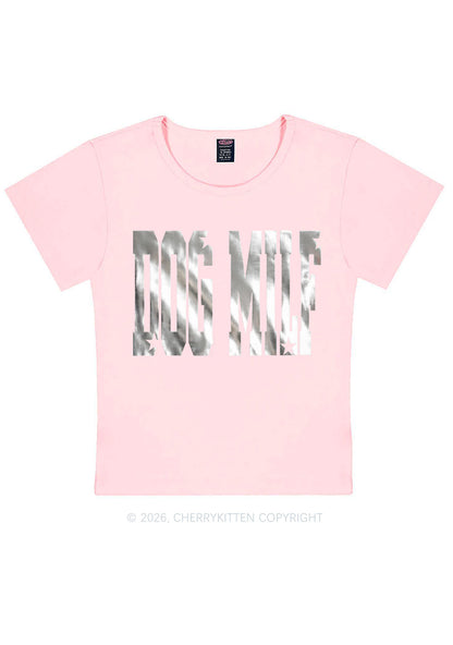 Dog Mxxf Silver Foil Printed Y2K Baby Tee Cherrykitten