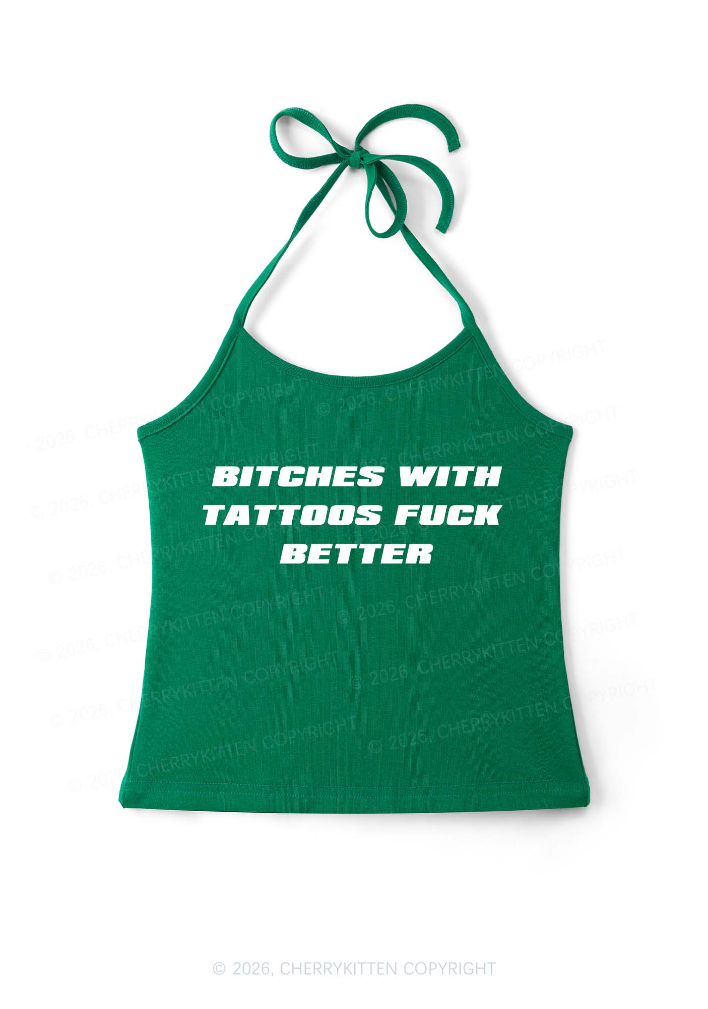 Bxxches With Tattoos Fxxk Better Y2K Halter Neck Cami Cherrykitten