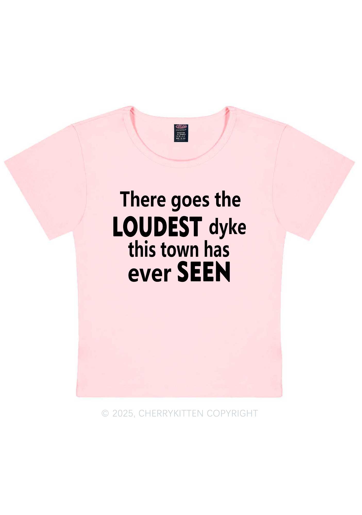 The Loudest Dyke Y2K Baby Tee Cherrykitten
