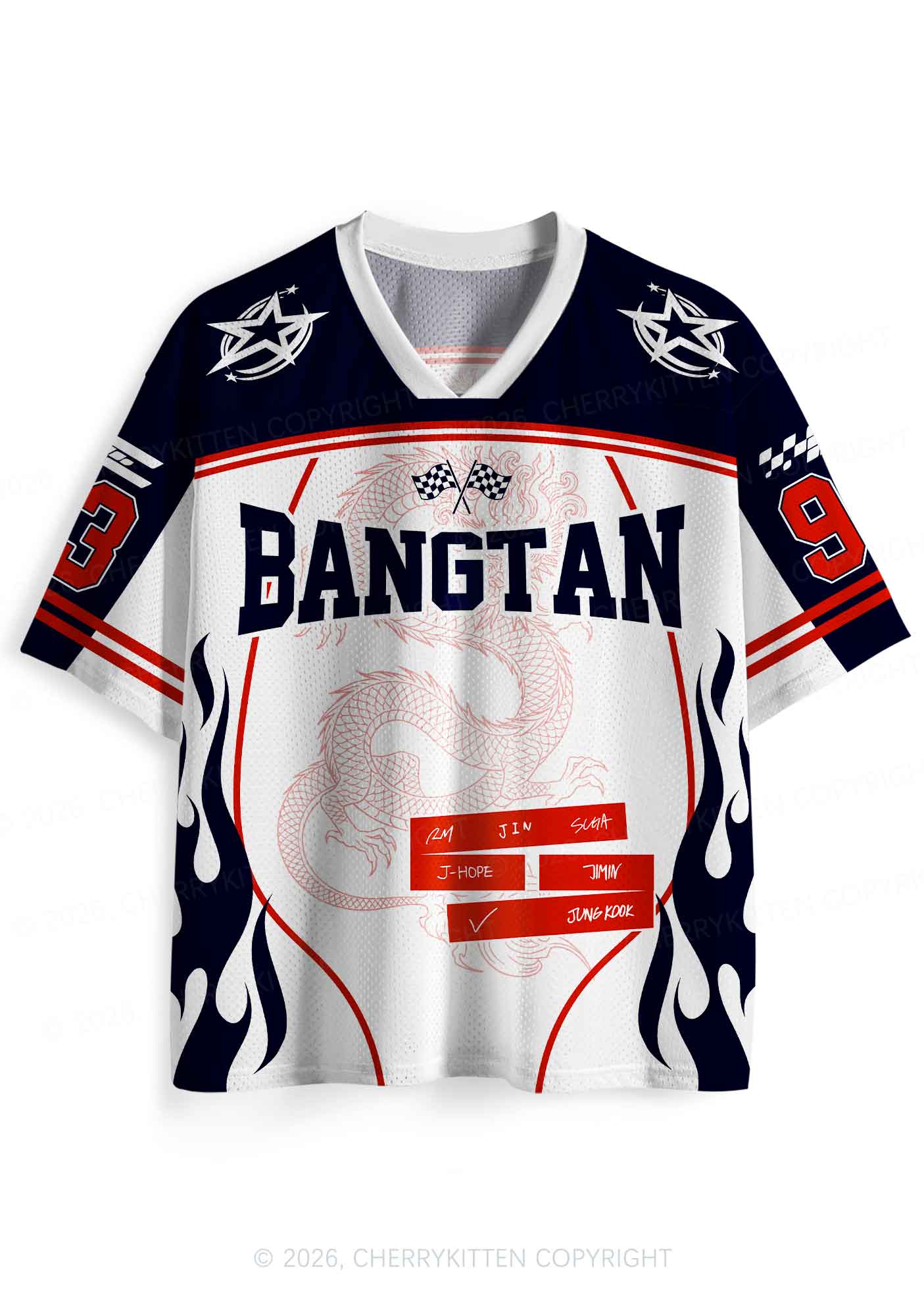 Kpop Red Dragon Y2K Sport Jersey Shirts Cherrykitten