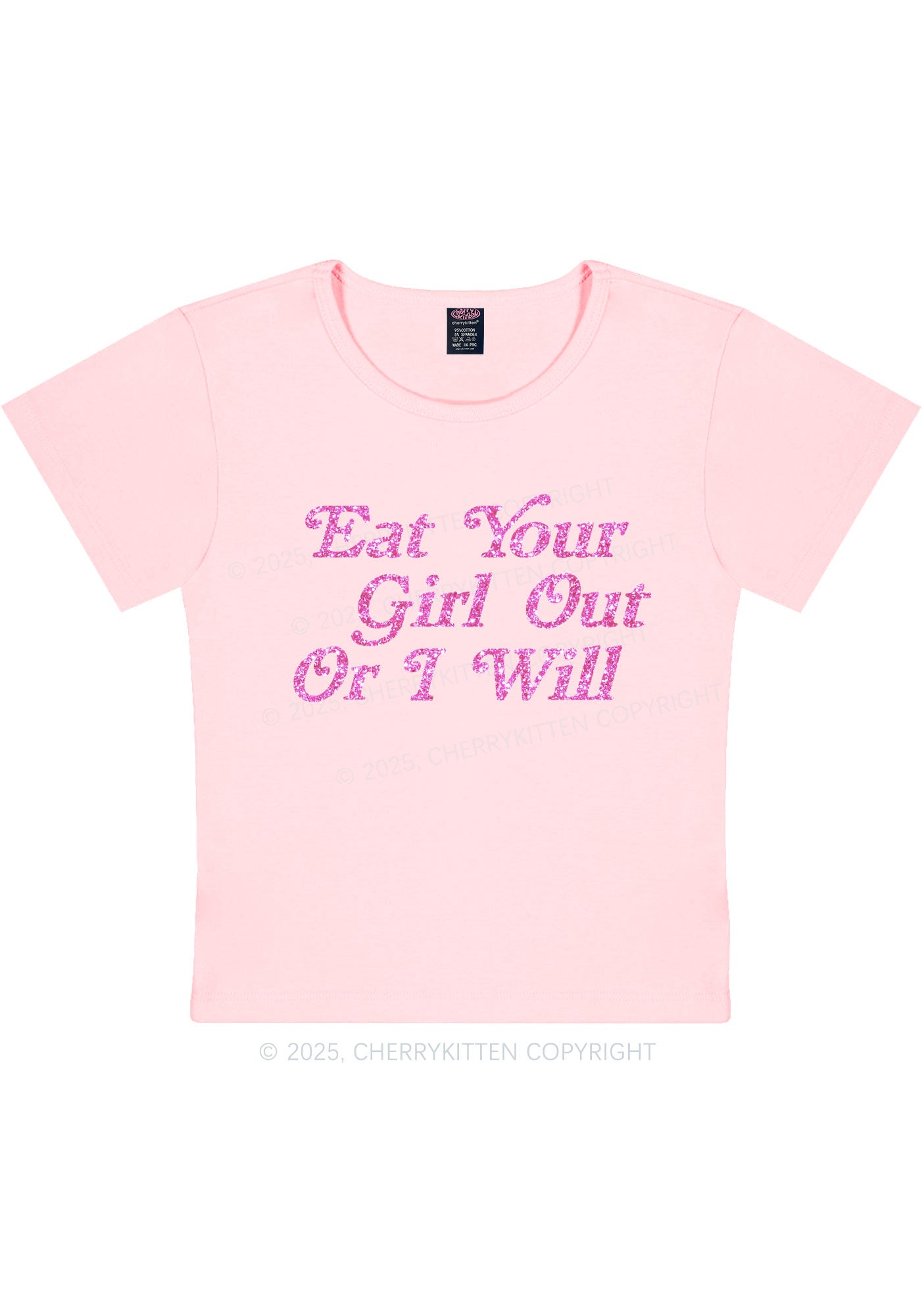 Glitter Eat Your Girl Out Y2K Baby Tee Cherrykitten