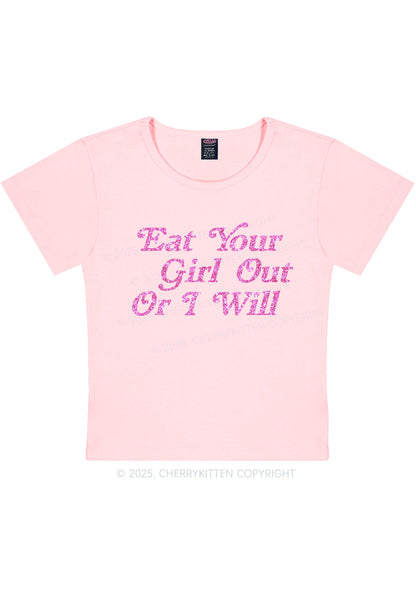 Glitter Eat Your Girl Out Y2K Baby Tee Cherrykitten