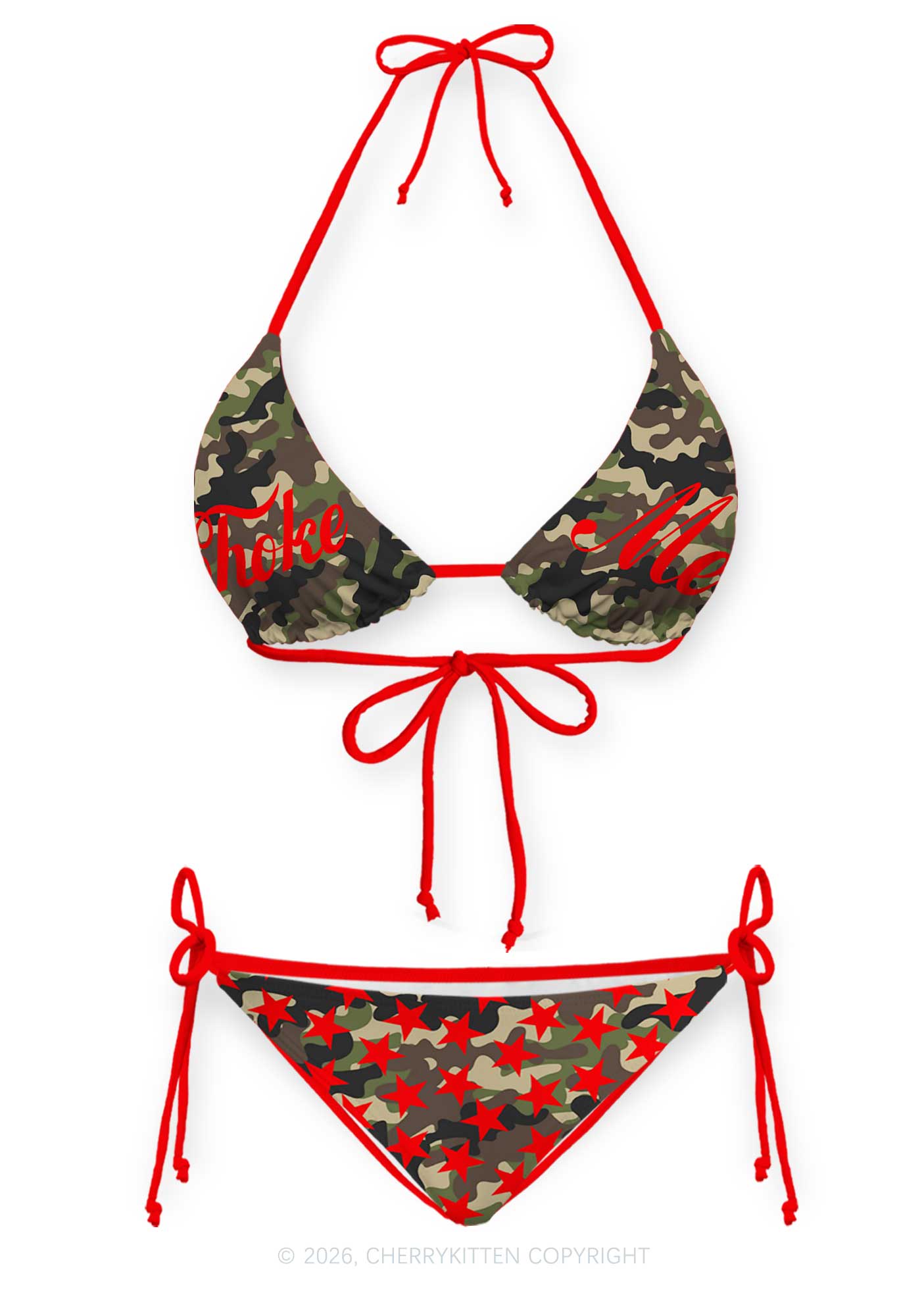 Choke Me Camouflage Y2K Print Bikini Set Cherrykitten