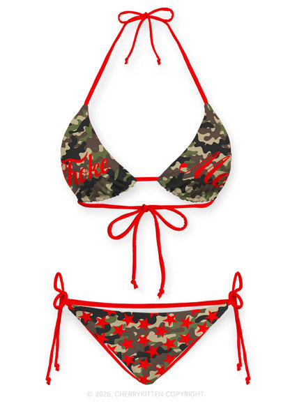 Choke Me Camouflage Y2K Print Bikini Set Cherrykitten