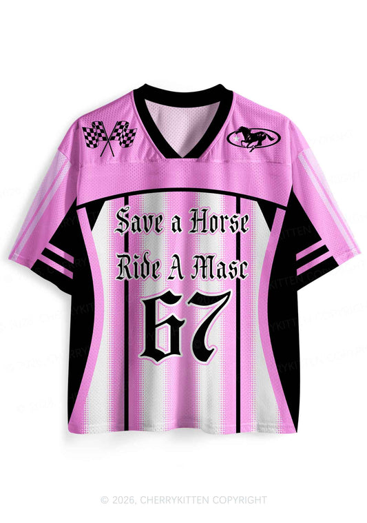 Pink Save Horse Ride Masc Pride Y2K Sport Jersey Shirts Cherrykitten