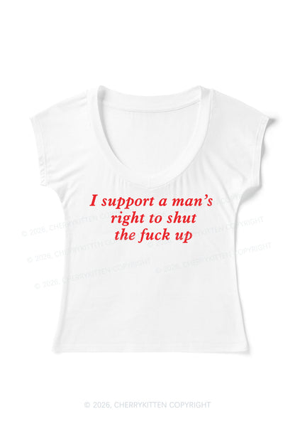 Support Mans Right Y2K V Neck T Shirts Cherrykitten