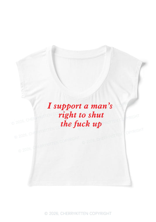 Support Mans Right Y2K V Neck T Shirts Cherrykitten