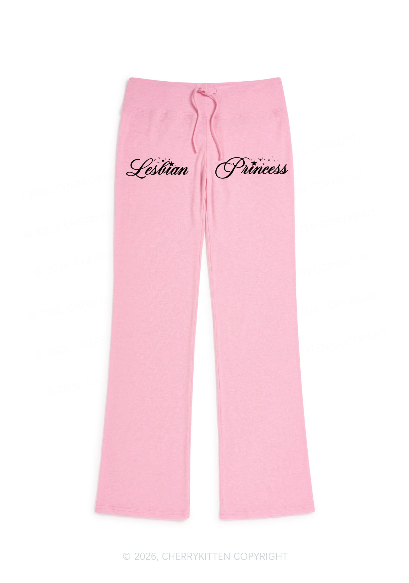 Lesbian Princess Pride Y2K Low Rise Drawstring Flare Pants Cherrykitten