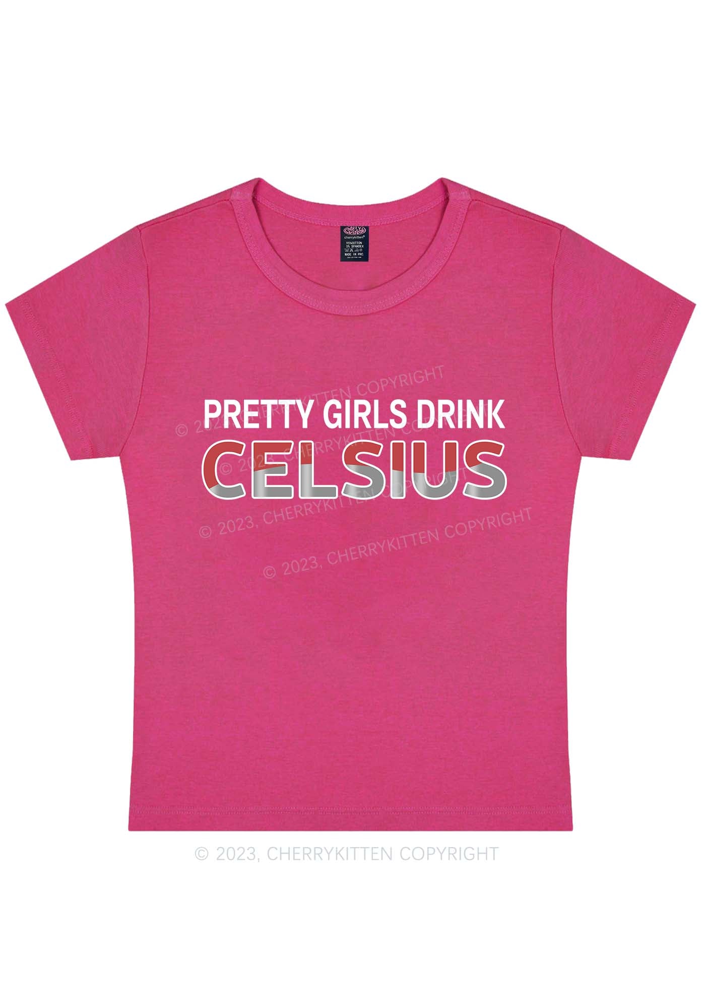 Curvy Pretty Girls Drink Celsius Y2K Baby Tee Cherrykitten