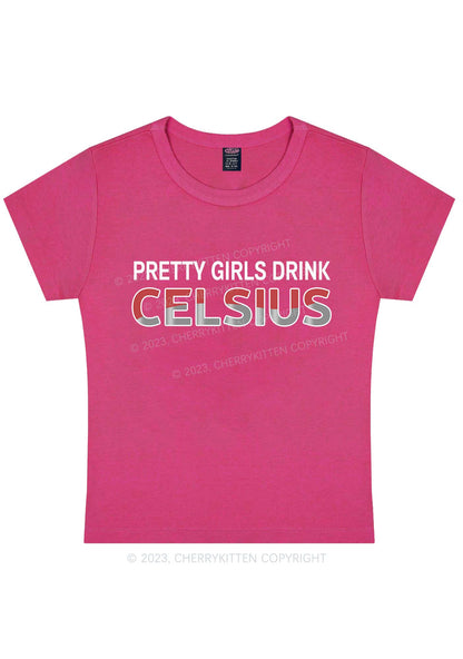 Curvy Pretty Girls Drink Celsius Y2K Baby Tee Cherrykitten