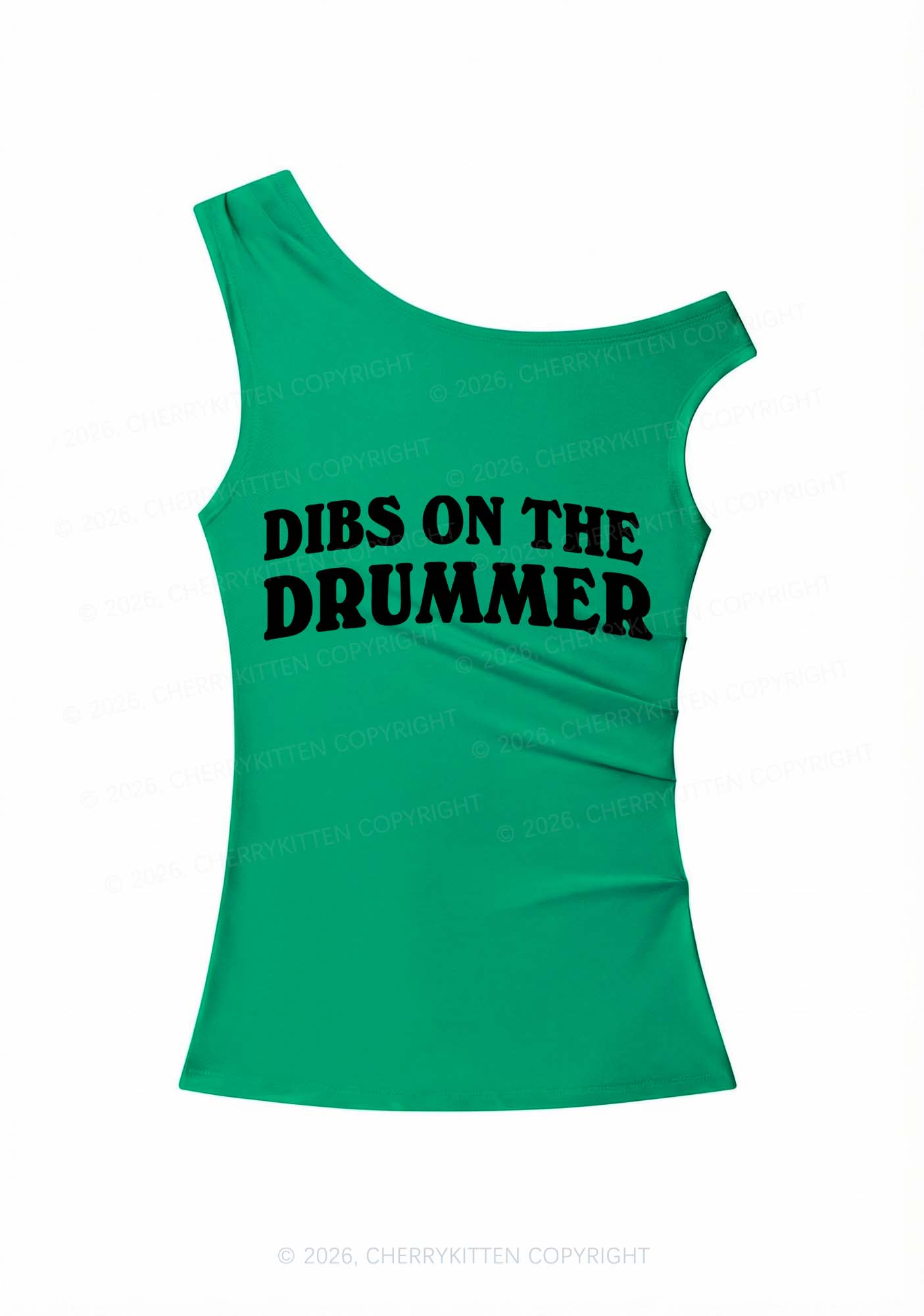 Dibs On The Drummer Y2K Off Shoulder Tank Top Cherrykitten