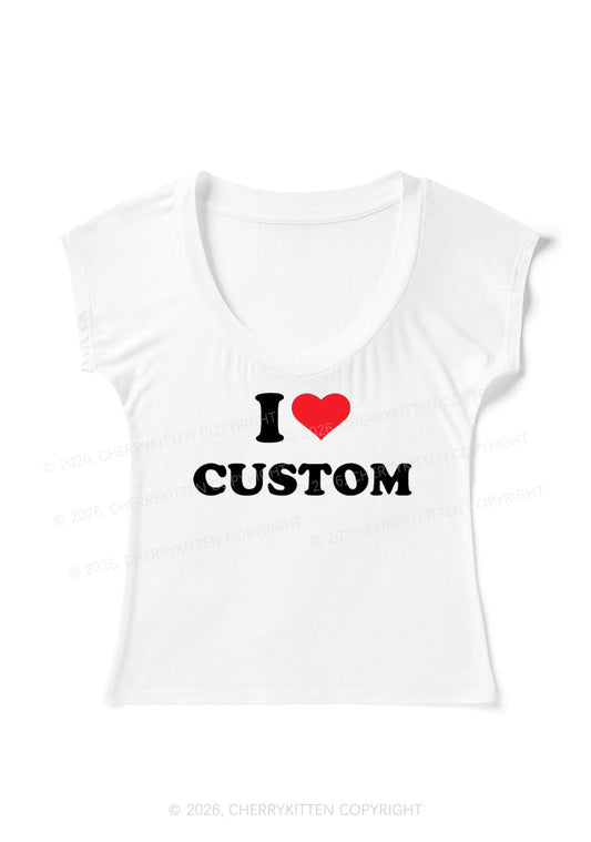 I Love Custom Personalized Y2K V Neck T Shirts Cherrykitten