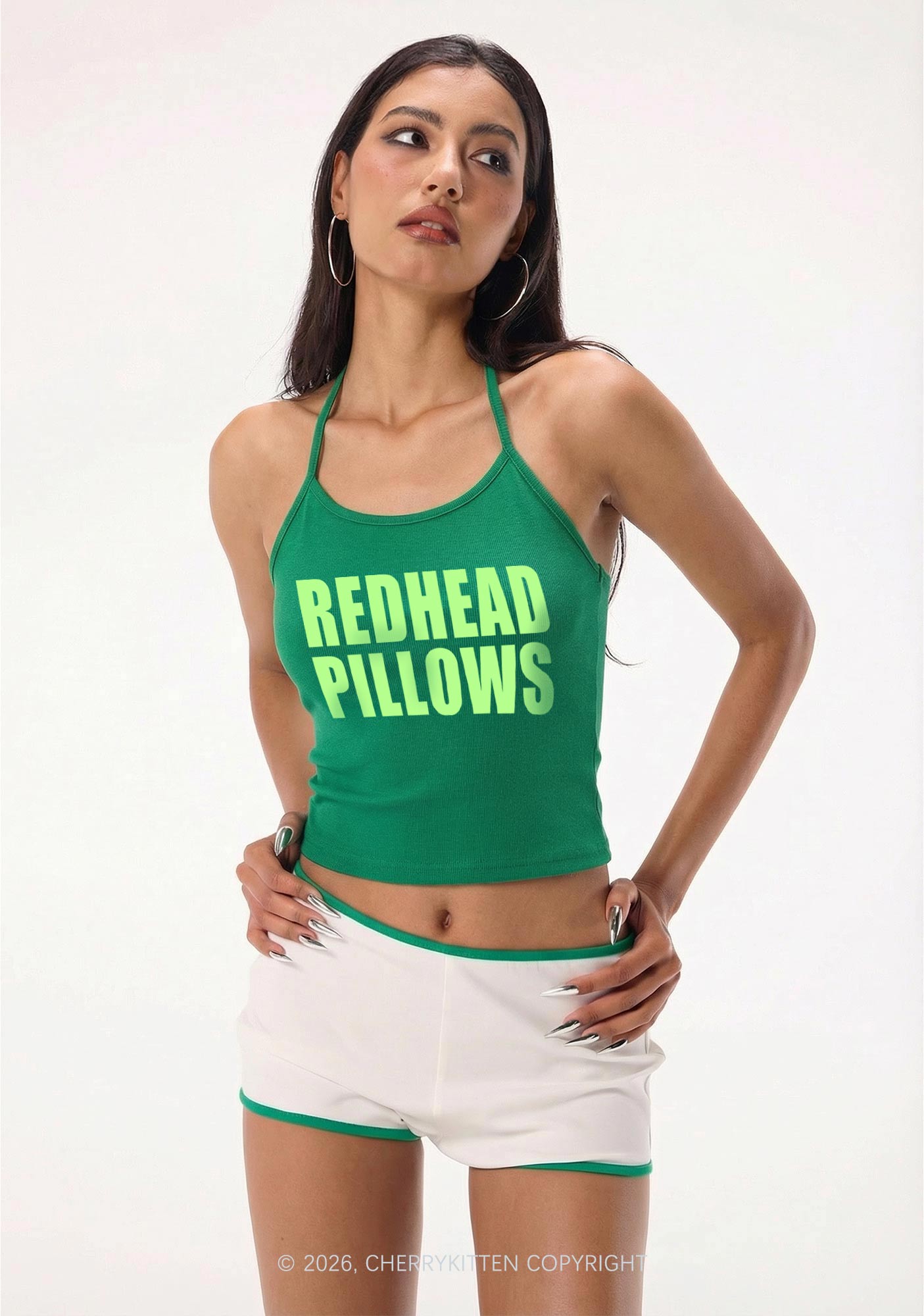 Redhead Pillows St Patricks Y2K Halter Neck Cami Cherrykitten