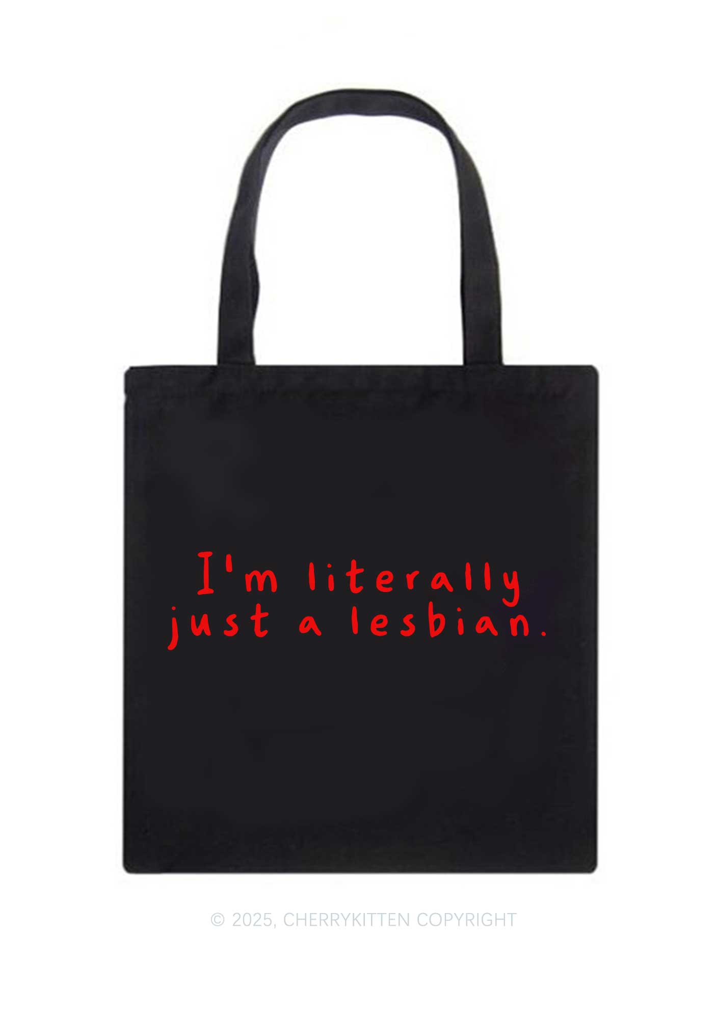 Just A Lesbian Pride Y2K Canvas Tote Bag Cherrykitten