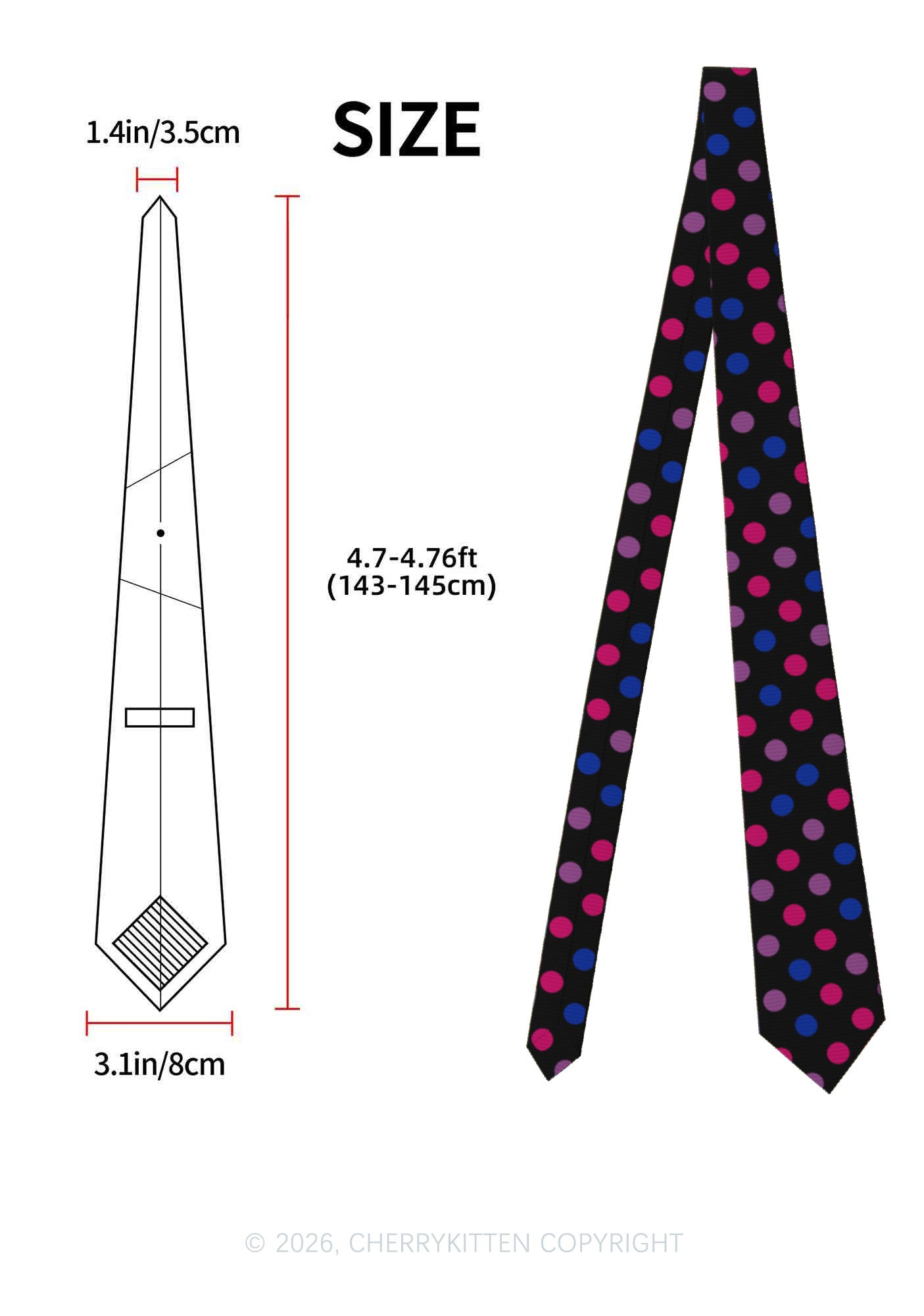 Bisexual Dots Pride Y2K Necktie Cherrykitten