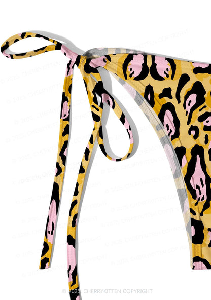 Pink Spotted Leopard Y2K Print Bikini Set Cherrykitten
