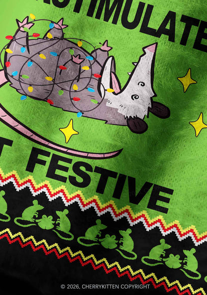 Overstimulated But Festive Y2K Print Knit Beanie Cherrykitten