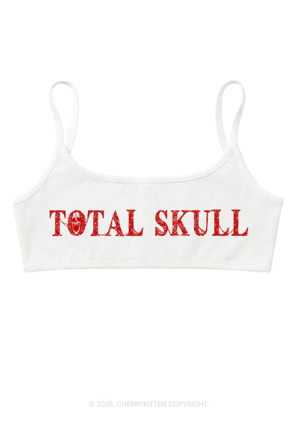 Halloween Total Skull Y2K Super Crop Cami Cherrykitten