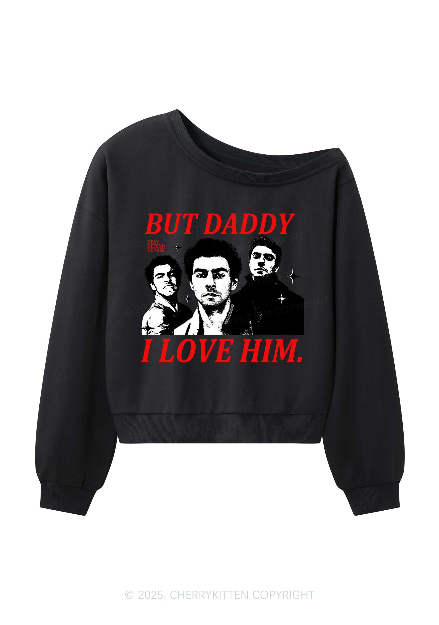 Daddy I Love Luigi Y2K Off Shoulder Sweatshirts Cherrykitten