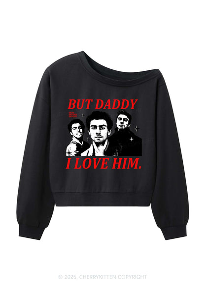 Daddy I Love Luigi Y2K Off Shoulder Sweatshirts Cherrykitten