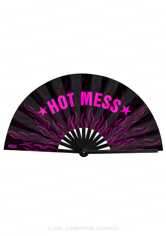 Hot Mess Y2K Rave Hand Fan Cherrykitten