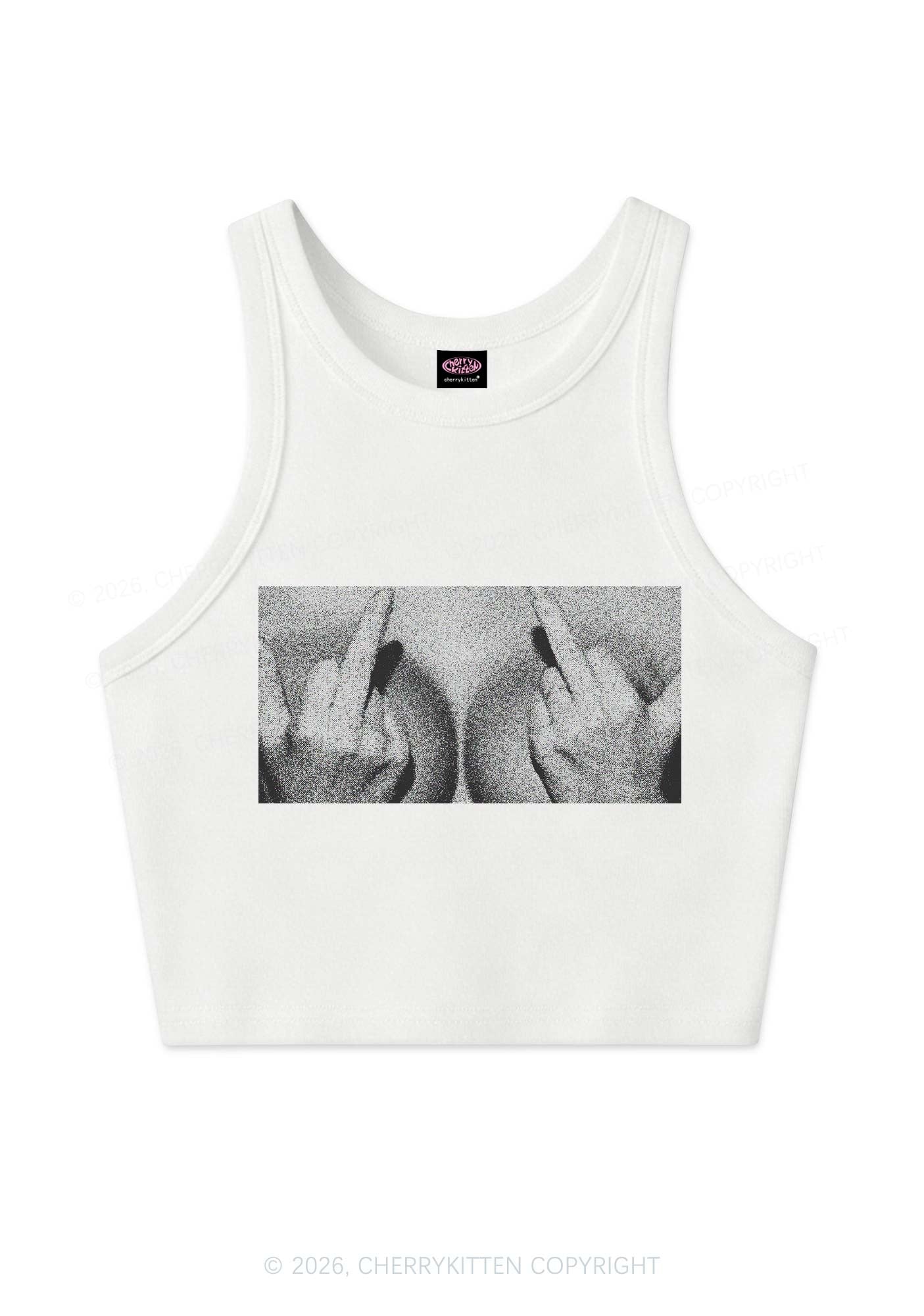 Middle Finger Bxxbs Y2K Crop Tank Top Cherrykitten