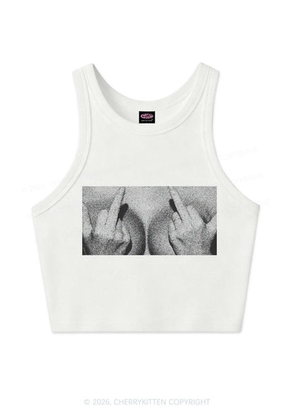 Middle Finger Bxxbs Y2K Crop Tank Top Cherrykitten