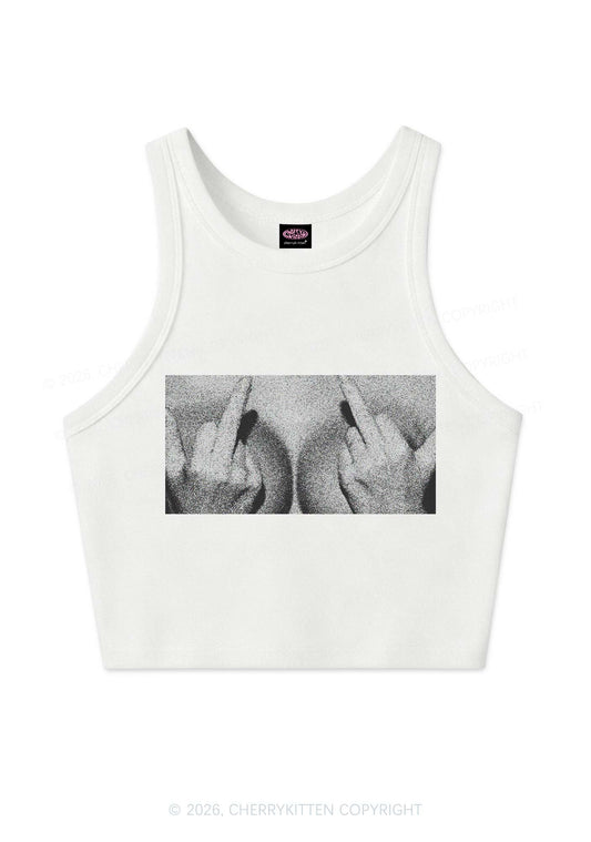 Middle Finger Bxxbs Y2K Crop Tank Top Cherrykitten