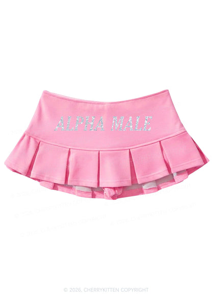 Glitter Alpha Male Y2K Mini Pleated Skirts Cherrykitten