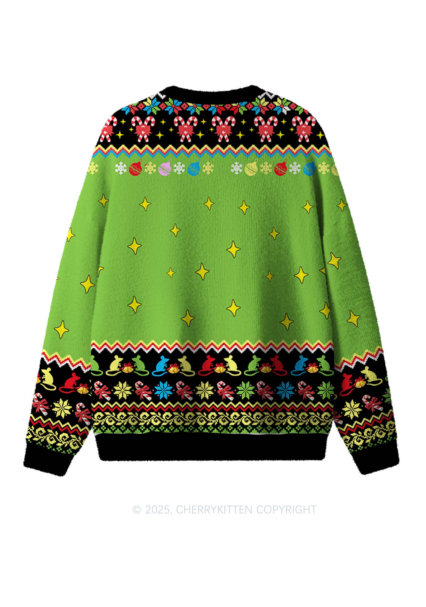 Overstimulated But Festive Y2K Christmas Knit Sweatshirt Cherrykitten