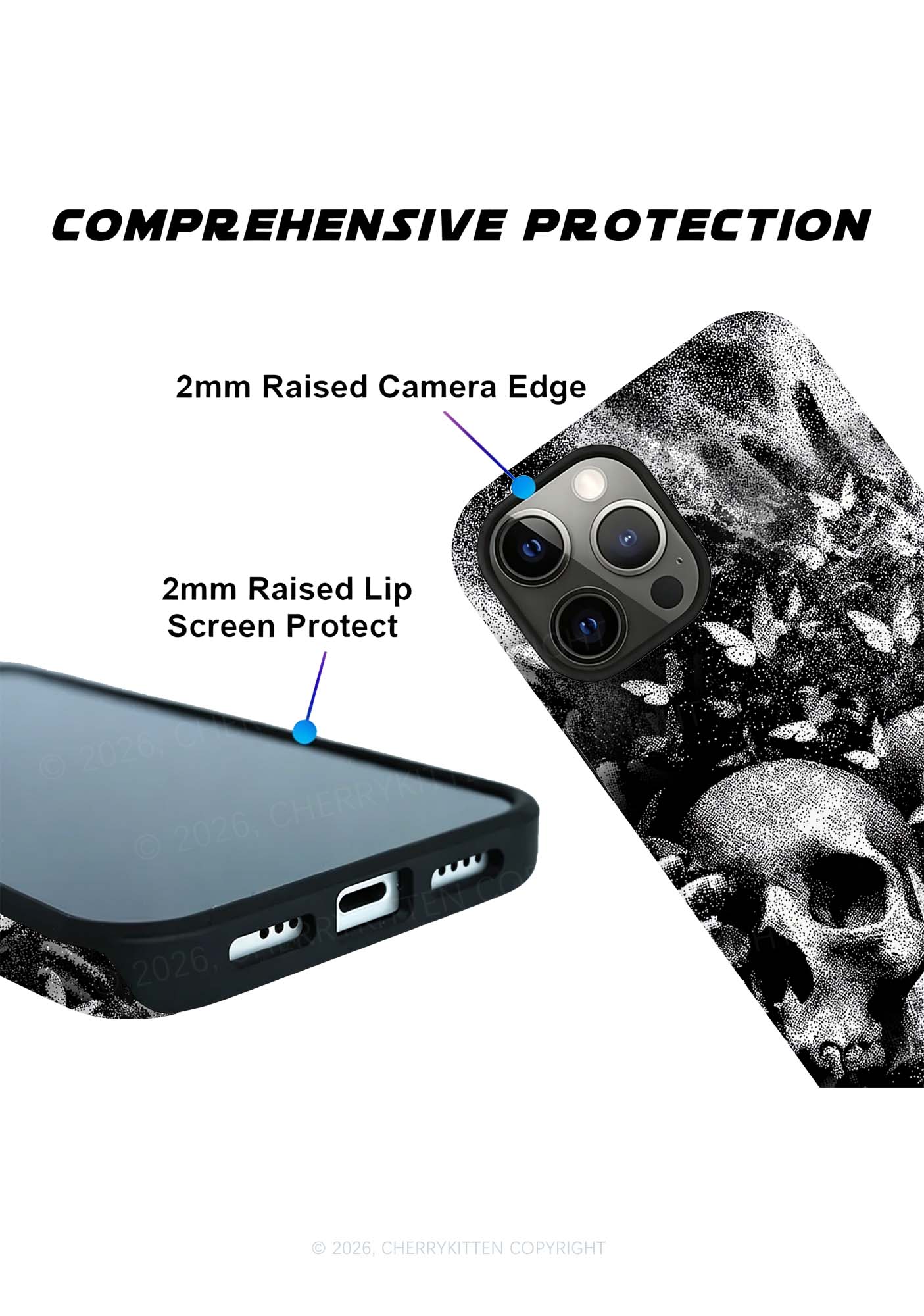 Halloween Gothic Skull Y2K Phone Case Cherrykitten