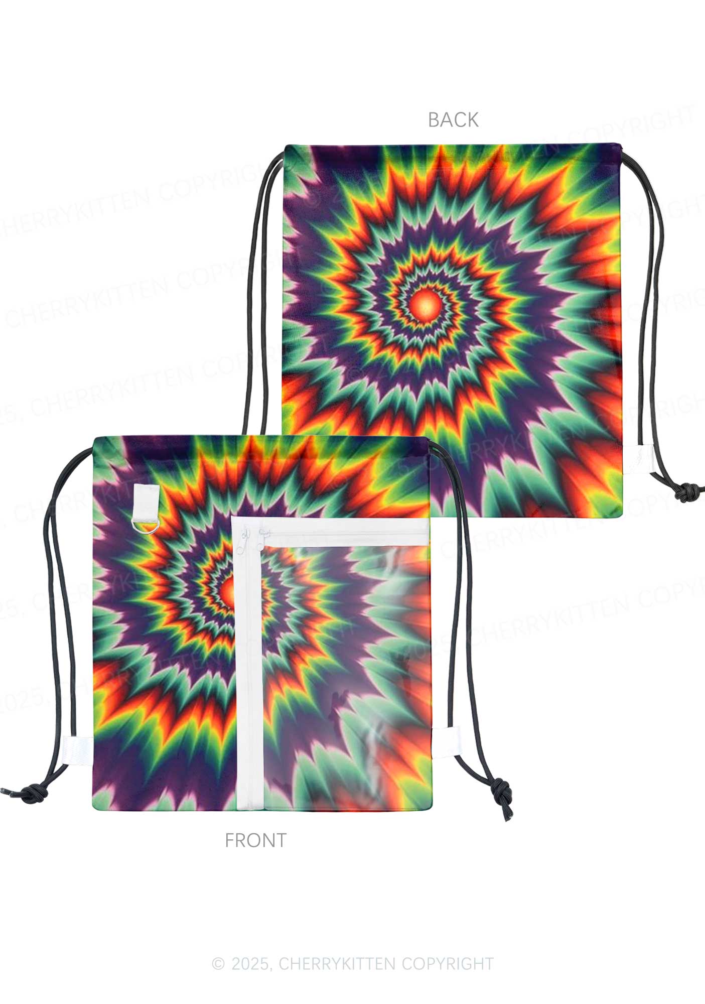 Rainbow Optical Illusion Y2K Drawstring Itabag Backpack Cherrykitten