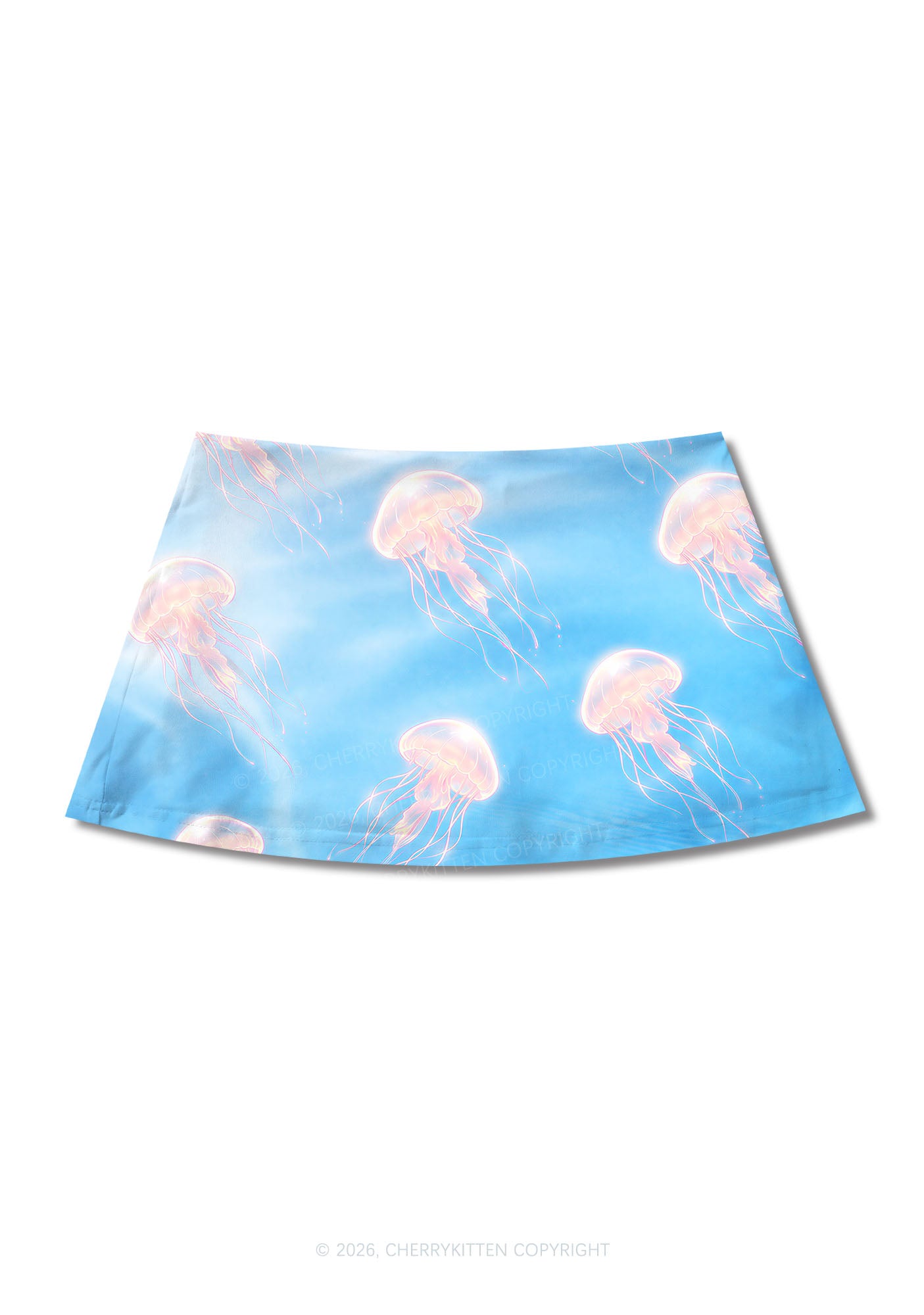 Pink Jellyfish Underwater Y2K Print Mini Skirt Cherrykitten