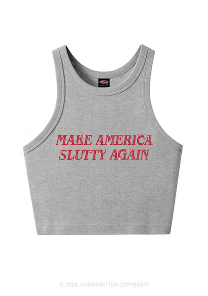 Rhinestone Make America Slxtty Y2K Crop Tank Top Cherrykitten