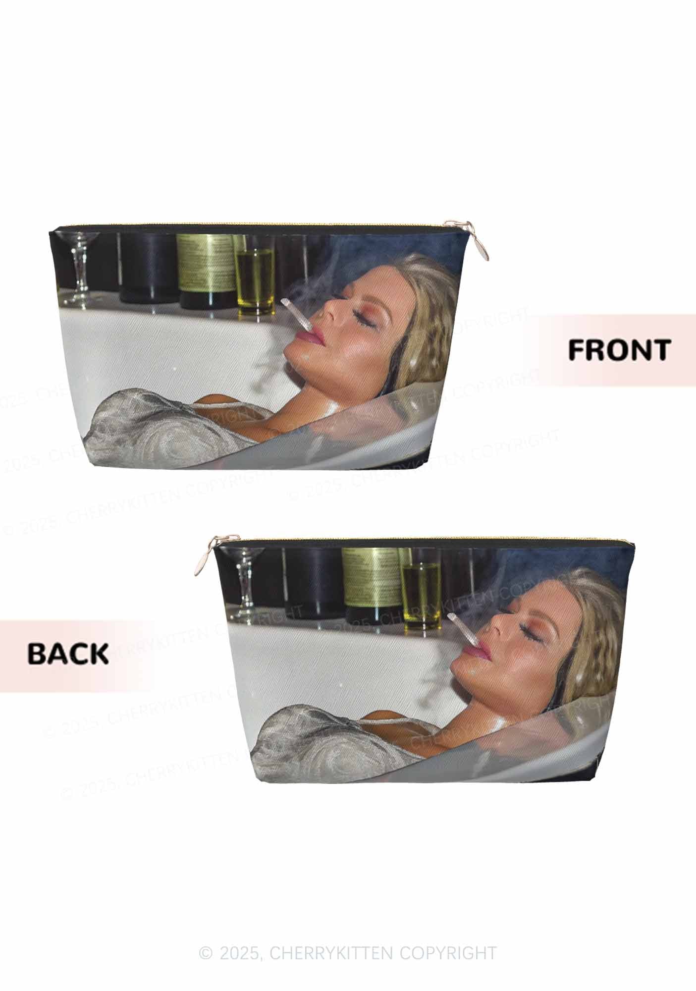 Smoking Woman Y2K Leather Makeup Bag Cherrykitten