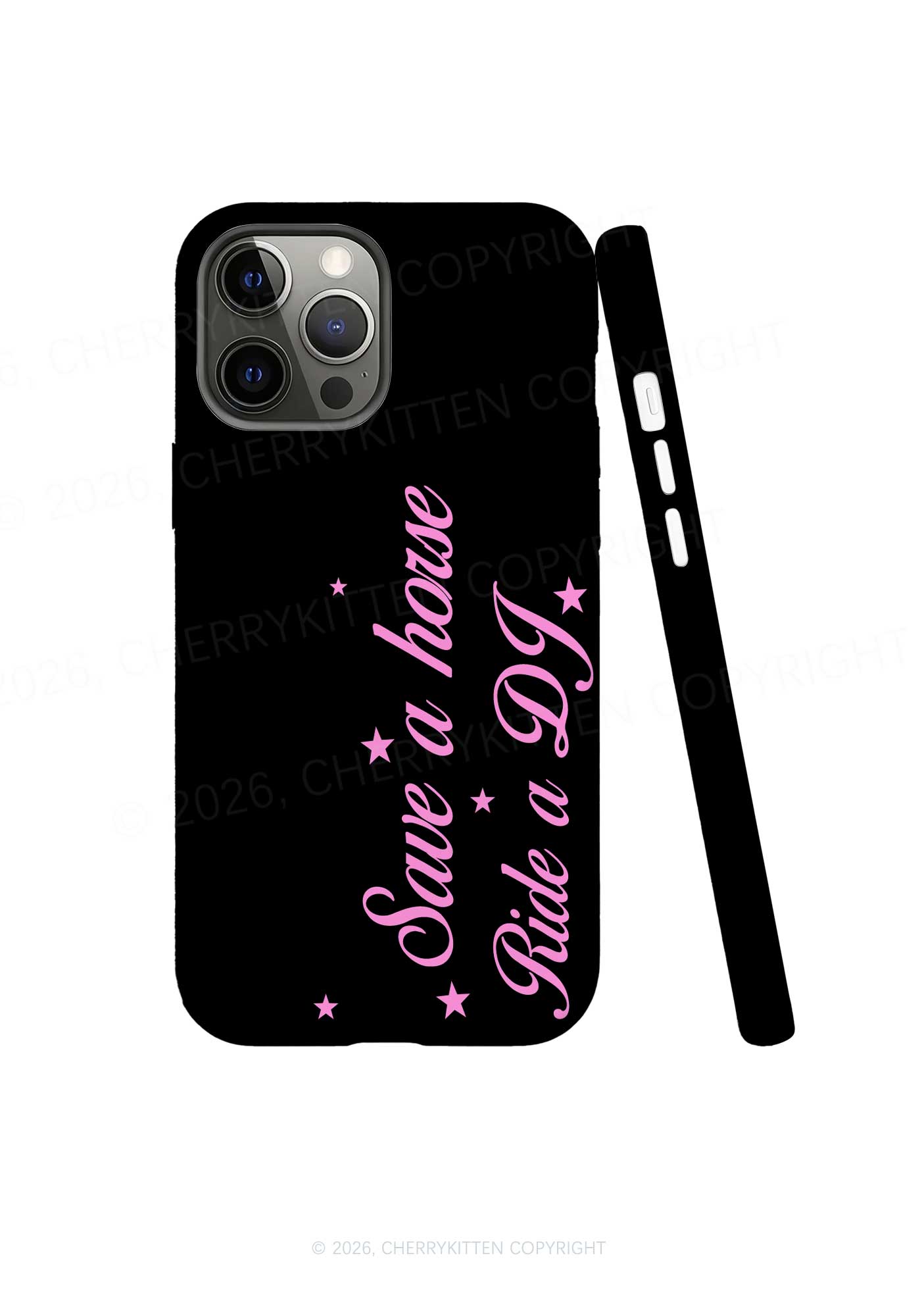 Black Save Horse Ride DJ Y2K Phone Case Cherrykitten