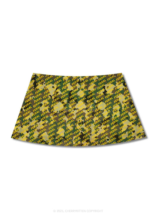 Wild Camouflage Feral Y2K Print Mini Skirt Cherrykitten