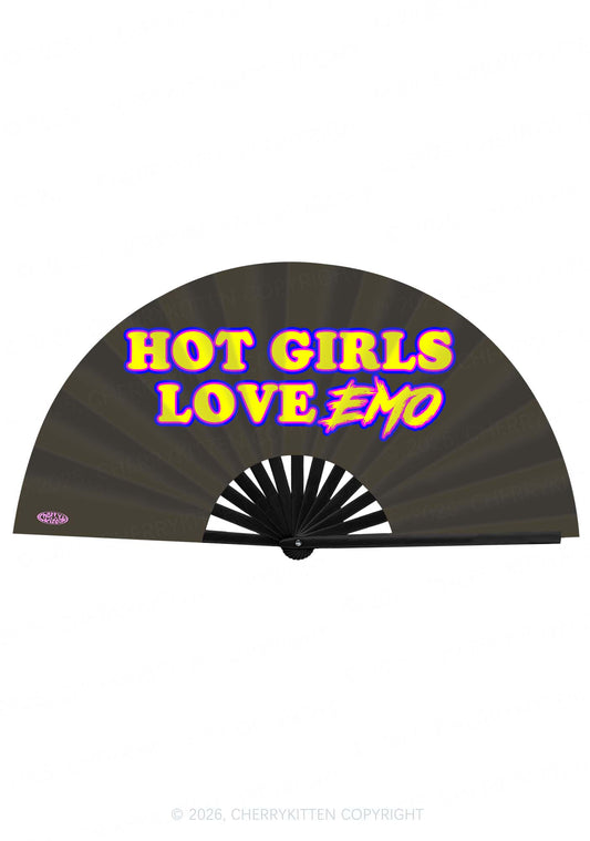 Hot Girls Love Emo Y2K Rave Hand Fan Cherrykitten