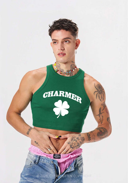 Charmer Shamrock St Patricks Y2K Crop Tank Top Cherrykitten