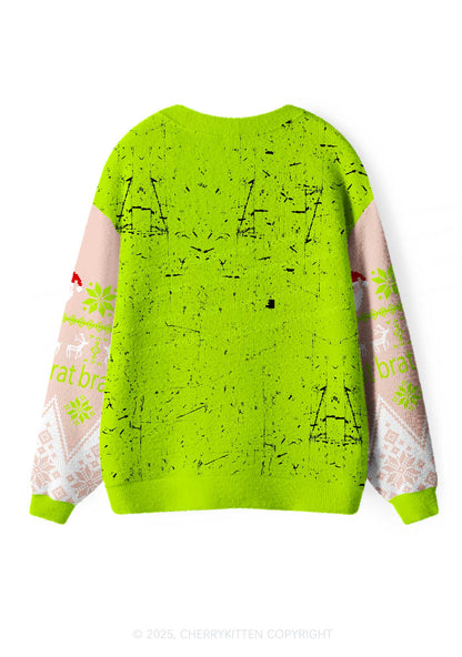 Green Bikini Santa Y2K Christmas Cardigan Knit Sweatshirt Cherrykitten