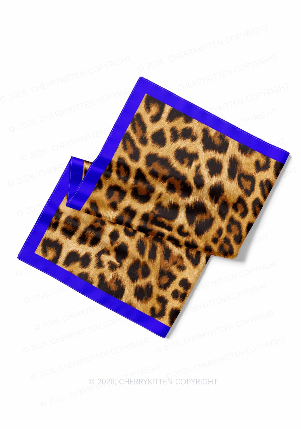 Blue Border Leopard Y2K Print Square Bandana Cherrykitten