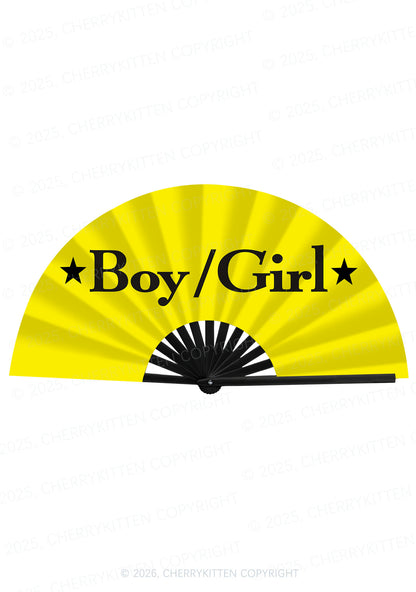 Yellow Boy Or Girl Pride Y2K Rave Hand Fan Cherrykitten