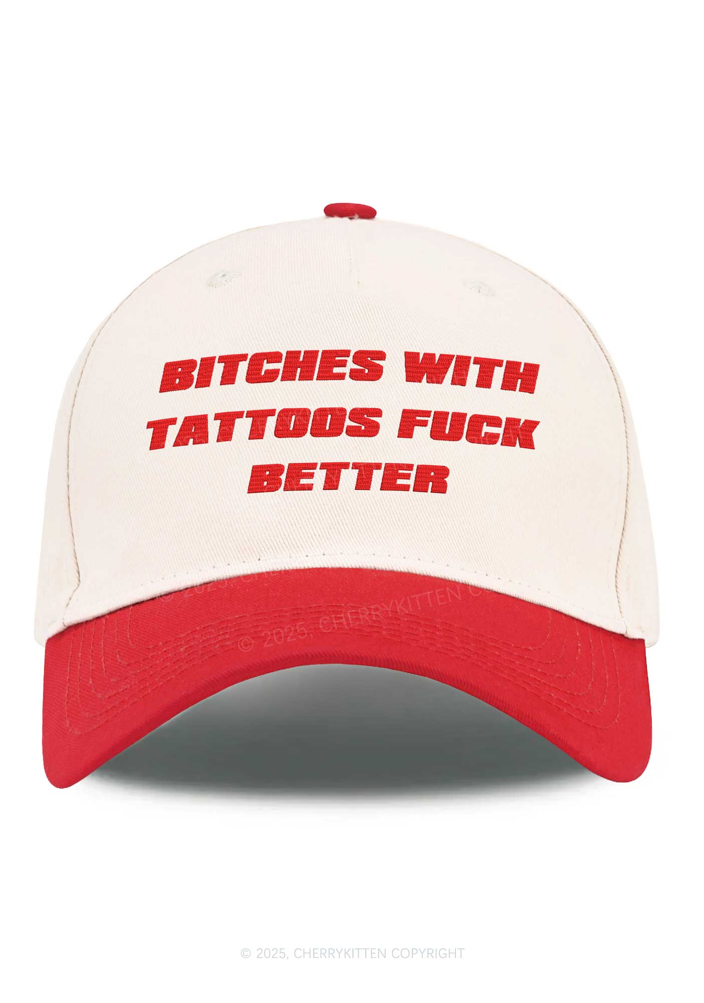 Embroidered Bxxches With Tattoos Fxxk Better Y2K Color Block Baseball Cap Cherrykitten