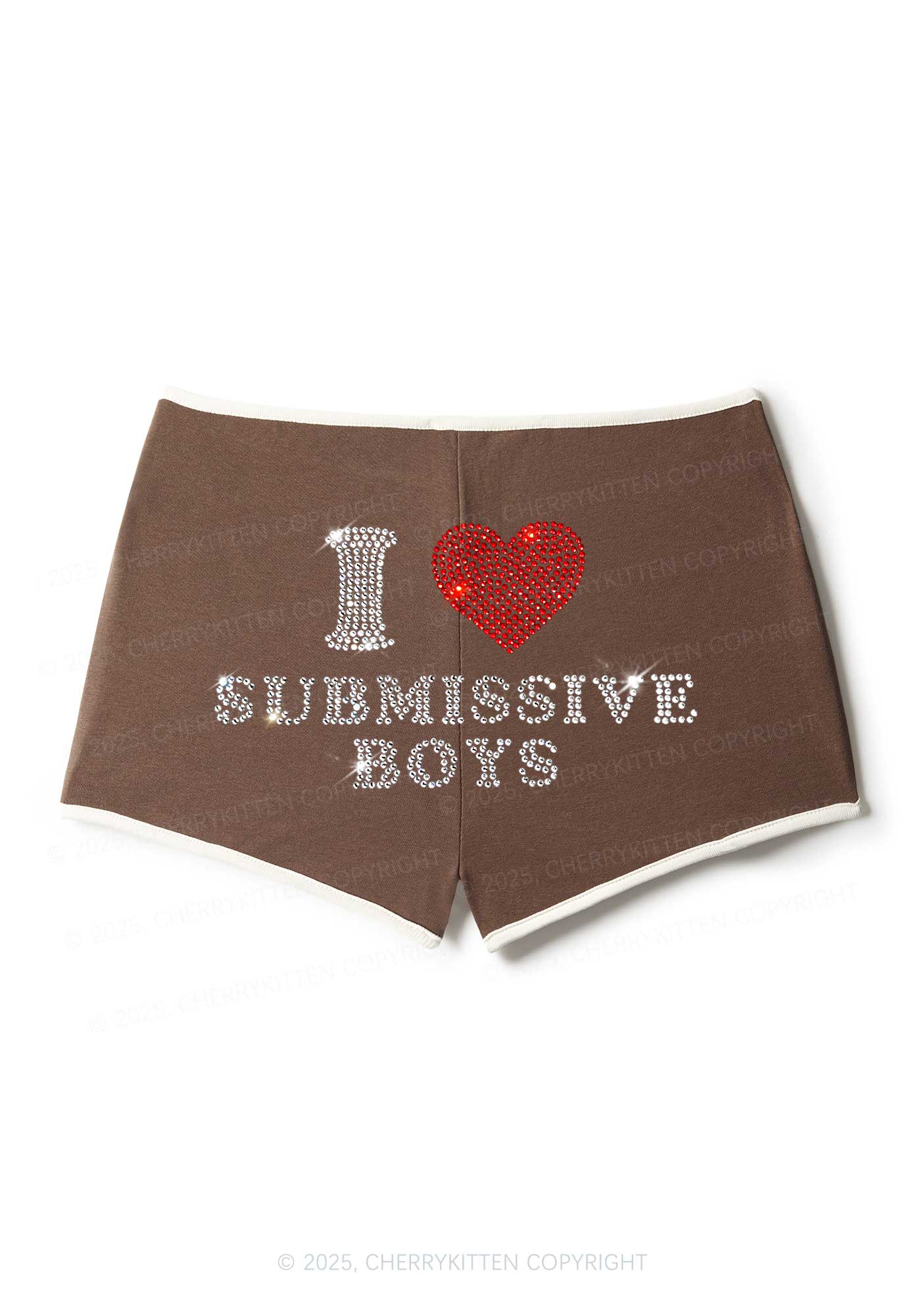 Rhinestone I Love S Boys Y2K Booty Shorts Cherrykitten