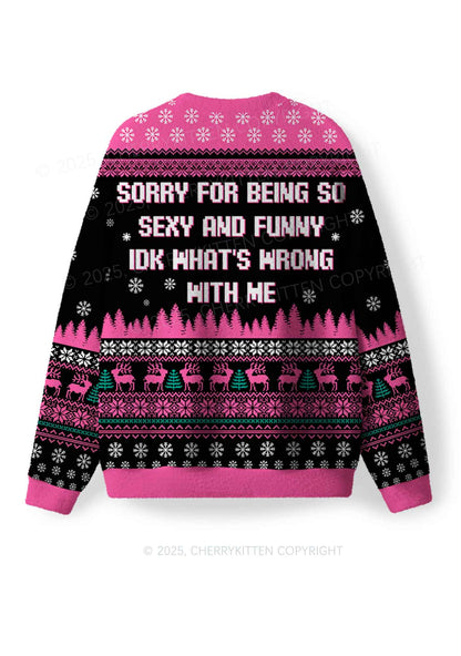 Sorry For Being So Funny Y2K Christmas Knit Sweatshirt Cherrykitten