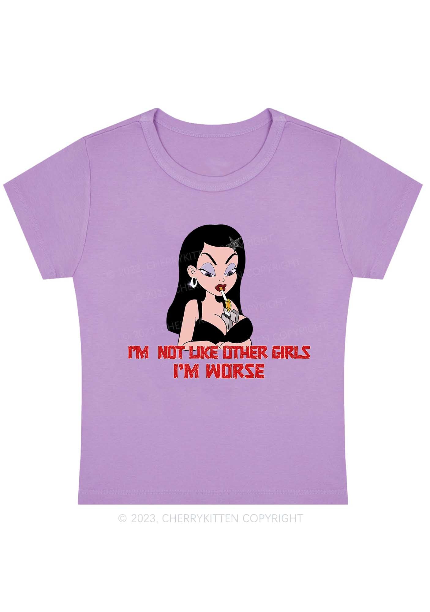 Curvy I'm Not Like Other Girls I'm Worse Y2K Baby Tee Cherrykitten