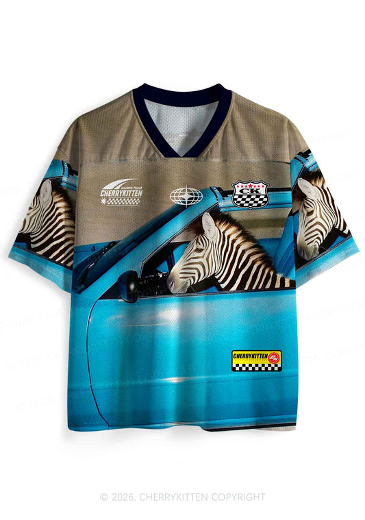 Zebra Driver Y2K Sport Jersey Shirts Cherrykitten